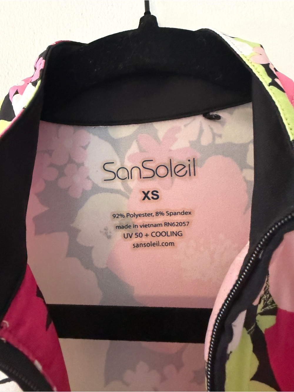 SanSoleil Floral Quarter-Zip Long Sleeve Sun Shirt, Size XS - Picture 2 of 4